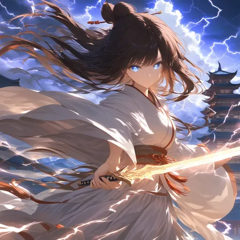 score_9,score_8_up,score_7_up,beautiful,beautiful ultra detailed eyes,detailed face,intricate details,hyper-detailed,pretty,beautiful face,weapon,long hair,sword,solo,holding weapon,gfjiansi,black hair,glowing weapon,holding,1girl,sky,architecture,holding ...