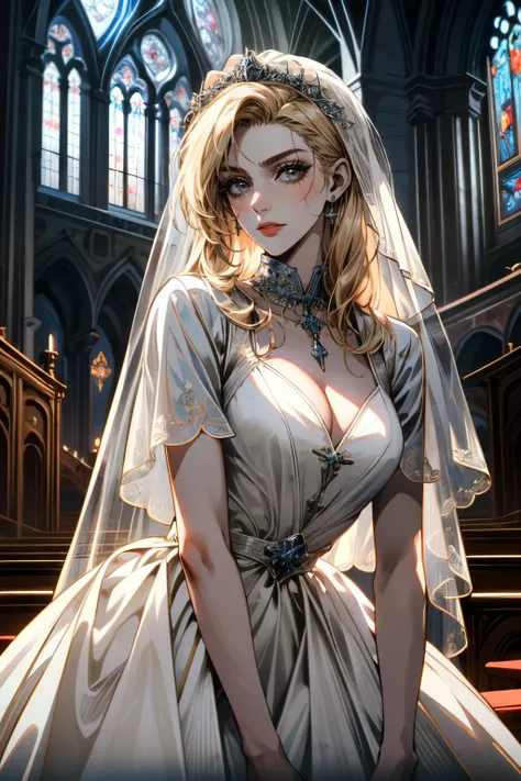 ((ultra detailed, masterpiece, absurdres))
<lora:BGDameAylin:0.8>
BGDameAylin, 1girl, cracked skin, blonde hair, looking at viewer, wearing a wedding dress, bridal veil, inside a church