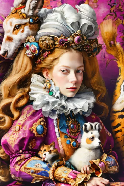 masterpiece,best quality,<lora:tbh349-:0.8>,illustration,style of Isabelle de Borchgrave animals