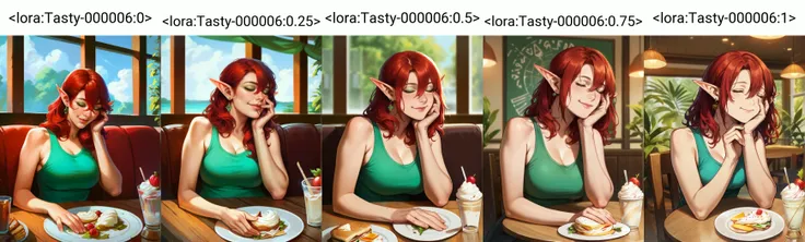 score_9, score_8_up, score_7_up,   detailed background,  realistic lighting, background: restaurant,
detailed eyes, mature female,fit and slim,(1 girl), closed mouth, sitting, food on table, food in hand, table, icecream, closed eyes, 
<lora:Tasty-000006:0...