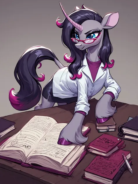 score_9,score_8,score_7,source_furry,
<1girl:2.5>,
<solo:2.5>,
oleander_tfh, oleander_unicorn, unicorn girl, 1girl,shirt,skirt,lab coat,glasses,book,hooves,heels,glasses,
 <lora:Oleander_FHerds:1> oleander_tfh,