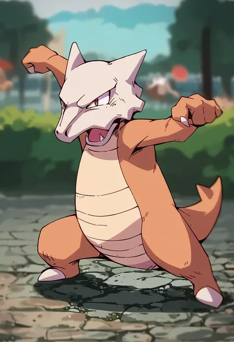 score_9, score_8_up, score_7_up, score_6_up, source_furry, marowak, dof, outdoors, blurred background, <lora:POKEMON_MAROWAK:1> marowak, brown body, action pose, throwing bone, full-length portrait, <lora:OldAnimeStyle_XL_v3:0.4> Vintage, 1990s (style)  <l...