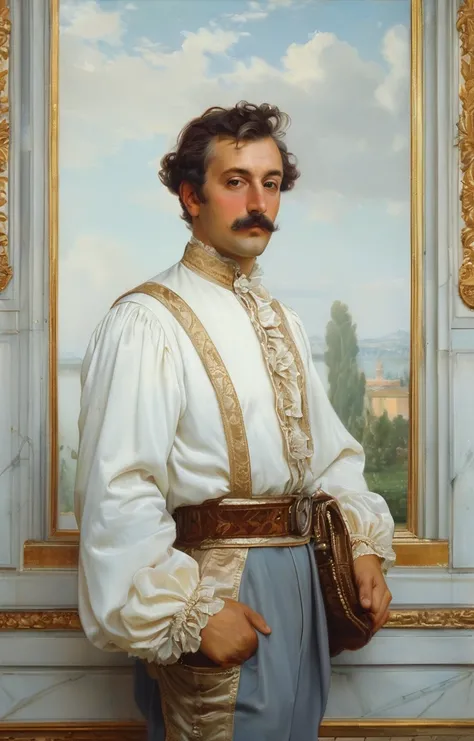 masterpiece,best quality,<lora:tbh362-sdxl:0.6>,illustration,style of  Vittorio Reggianini, portrait of noble man