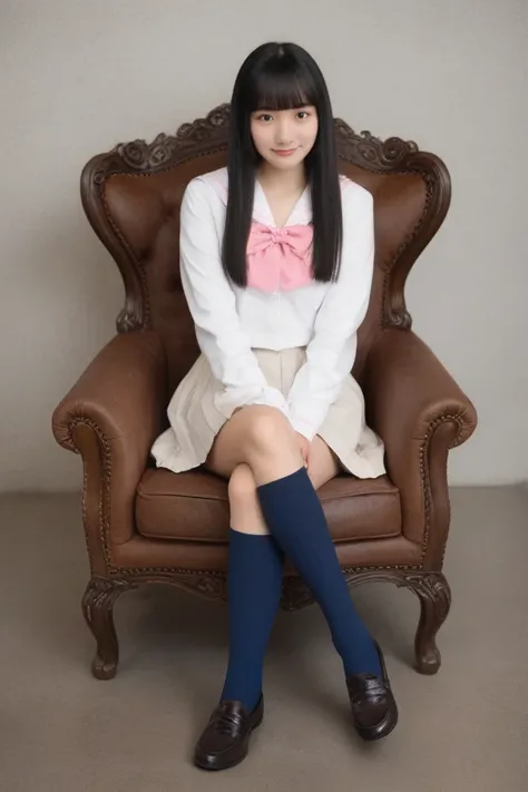 score_9,score_8_up,score_7_up,source_photo,8k,ultra detailed,perfect anatomy,beautiful lighting,pretty,beautiful,photorealistic,realistic eyes,realistic skin,realistic,
1girl,solo,school uniform,skirt,black hair,sitting,long hair,crossed legs,chair,socks,l...