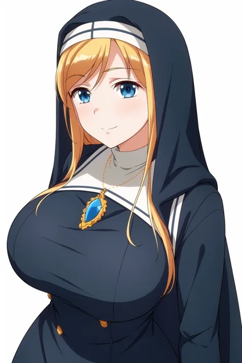 Simple Background,(White_Background:1.1),
dynamic pose,standing at attention,
Black hood, Black Dress, turtleneck, long sleeves, 
<lora:Maria_Takayama_DisgustedFace-KK77-V1:0.7>,nun,necklace, nun, gem, jewelry, 
blue eyes, blonde hair,bangs,Long hair,
<lor...