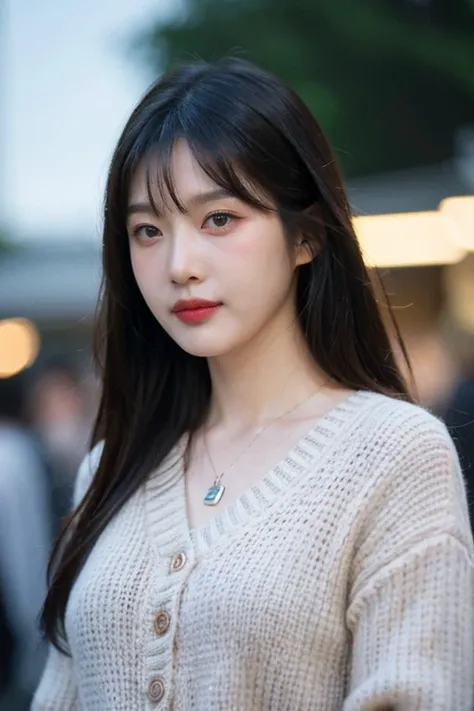 masterpiece, best quality, ultra-detailed, ultra high res, (photorealistic:1.4), raw photo, (realistic:0.2), 8k HDR, realistic cool temperature lighting, 1girl, solo, asymmetrical hair, outdoor, (traditional market:1.2), bokeh, (detailed lips), (detailed p...