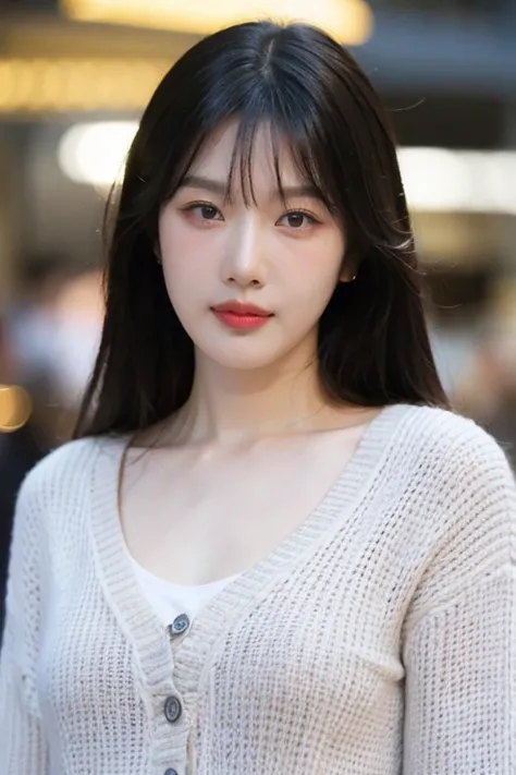 masterpiece, best quality, ultra-detailed, ultra high res, (photorealistic:1.4), raw photo, (realistic:0.2), 8k HDR, realistic cool temperature lighting, 1girl, solo, asymmetrical hair, outdoor, (traditional market:1.2), bokeh, (detailed lips), (detailed p...