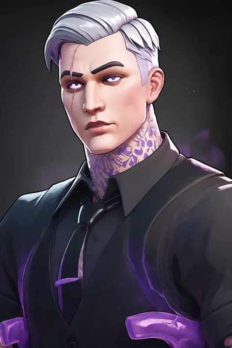 score_9, score_8_up, score_7_up, source_anime, source_explicit
shadowmidas, 1boy, solo, tattoo, necktie, grey hair, vest, black shirt, scar, purple glow, muscular, 
 <lora:detailed_notrigger (1):1> <lora:Shadow_Midas_-_Fortnite:1> <lora:Smooth Anime:1>