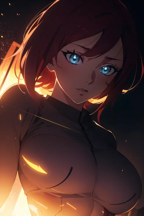 epic scene, woman, particles, glow, cinematic angle, cinematic lighting, anime screencap, extremely intricate, wallpaper worthy, insane detail, 2d anime artwork, dark, night, cinematic, rimlight, backlighting, (masterpiece, best quality)