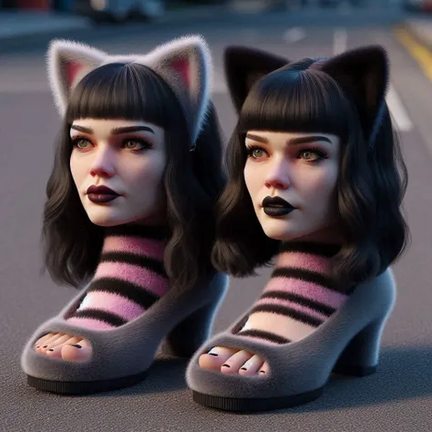 Neko Goth Girl on Feet