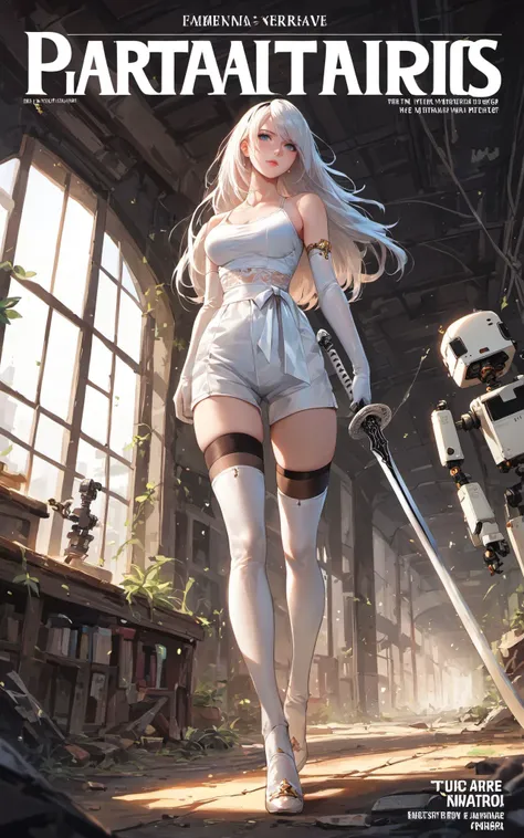 score_9,score_8_up,score_7_up,
1girl,A2 (nier:automata),nier (series),1girl,yorha type a no.2,sword,long hair,blue eyes,robot joints,android,joints,white hair,pod (nier automata),holding weapon,solo,mole,armlet,mole under mouth,thighhighs,breasts,A shot wi...