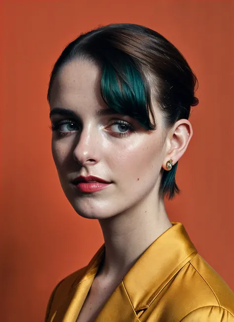 portrait of beautiful sks woman by Flora Borsi, style by Flora Borsi, bold, bright colours, intricate haircut, (Flora Borsi), by annie leibovitz, natural lighting, <lora:locon_mckennagrace_v1_from_v1_64_32:0.7> <lora:lora-small-mckenna-grace-v1:0.65>