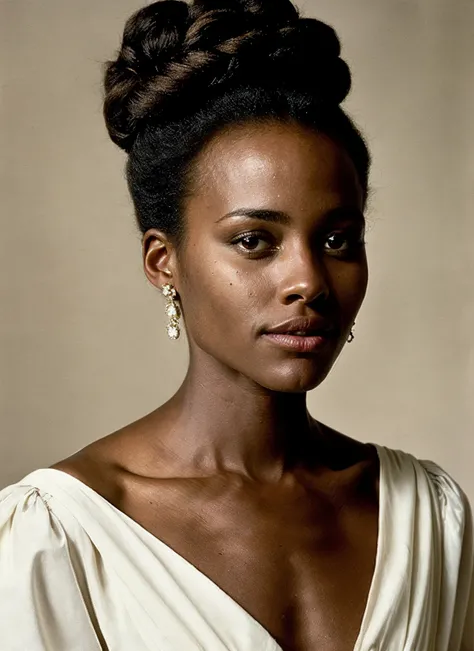 Refined elegance of a beautiful sks woman in the early 1900s, Edwardian style, soft, ethereal colours, elaborate updo hairstyles, captured by the Pictorialist technique of Alfred Stieglitz, using soft-focus lenses for a dreamy quality, by Peter Lindbergh, ...