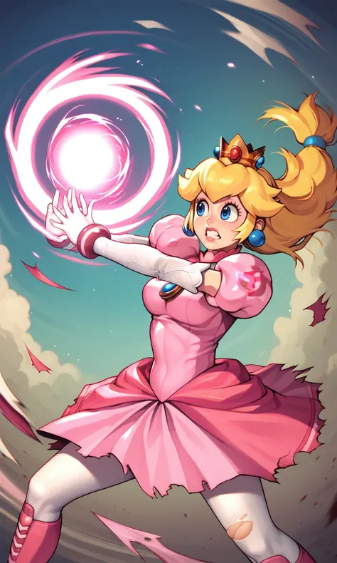 score_9_up, score_8_up, score_7_up BREAK,  <lora:Hadouken:1> , Hadouken, (kikoken), (pink fireball), energy ball, (((princess peach))), clenched teeth, anime style, shockwave, action pose, ripped clothing <lora:shinkiro_XL:1>