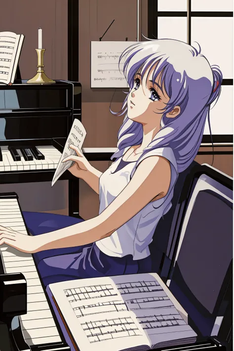 1girl, playing piano