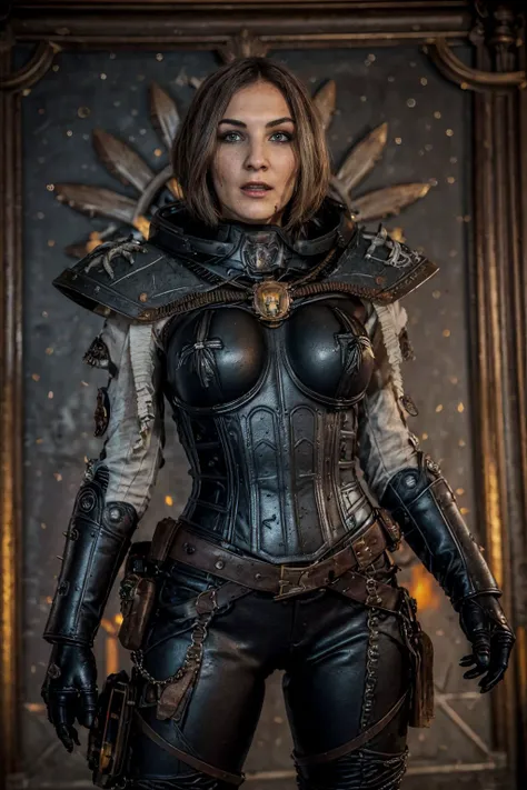 ((Masterpiece, best quality,edgQuality)),solo, (MollyJ:0.8), woman, dynamic pose,
edgAdepta, short hair, white hair, gauntlets, spikes,wearing edgAdepta,power armor,shoulder armor,skull emblem,
 <lora:edgWar40KAdeptaSororitas:1>, detailed, desert backgroun...