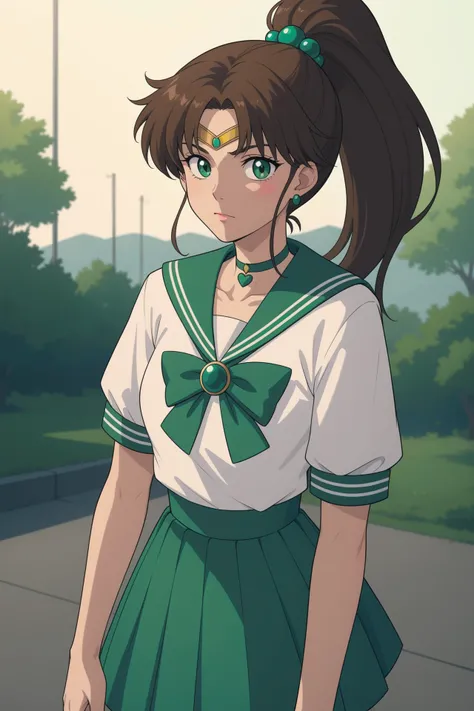 score_9, score_8_up, score_7_up,
1girl,solo,looking_at_viewer,1girl,bishoujo_senshi_sailor_moon,sailor_jupiter,kino_makoto,danmakuman,outdoors,green_eyes,brown_hair,solo,ponytail