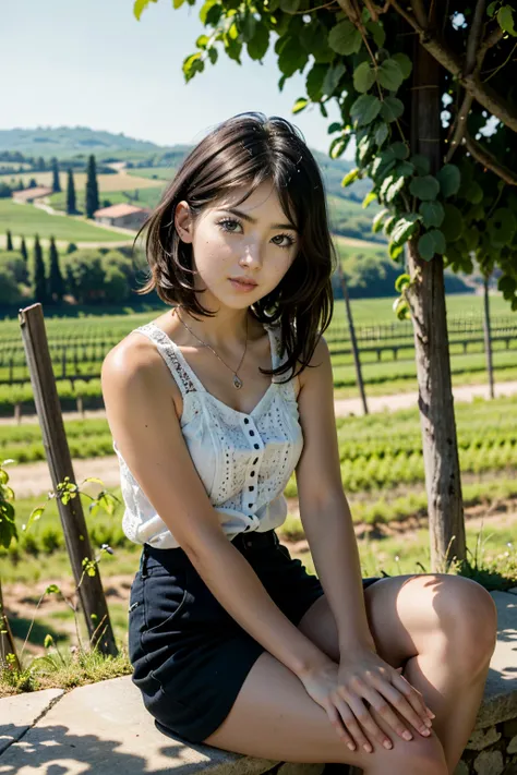 ((ultra detailed, masterpiece, absurdres))
<lora:UDEmily:0.8>
UDEmily, 1girl, black hair, looking at viewer, Dreamy Tuscany Vineyard with Rows of Grapevines, sitting