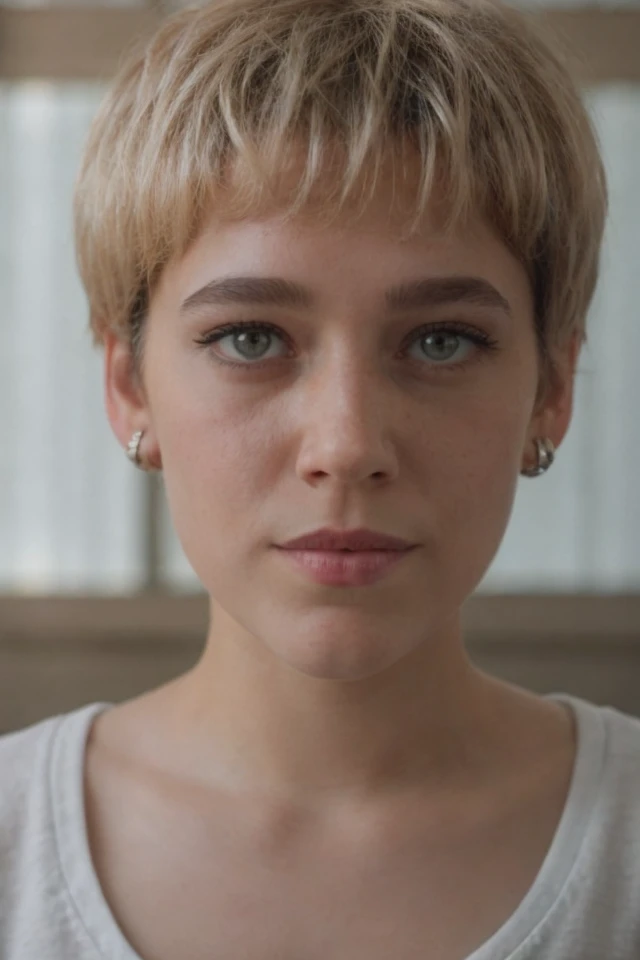 Portrait photo of a2u13frn4nd3z, (light bokeh), white tshirt, detailed face, in a bedroom