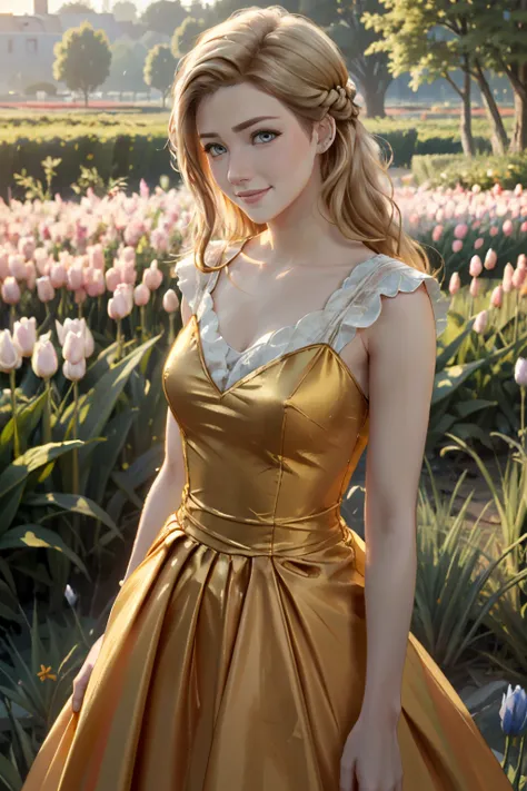 ((ultra detailed, masterpiece, absurdres))
 <lora:GOTGwyn:0.7>
GOTGwyn, 1girl, blonde hair, long hair, looking at viewer, in a field of tulips, golden hour, elegant dress, smiling