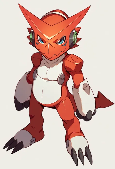 there is a cartoon of a red and white pokemon character