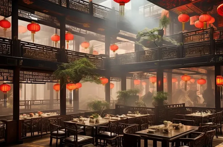 Traditional Multi Storey Wooden Chinese Restaurant