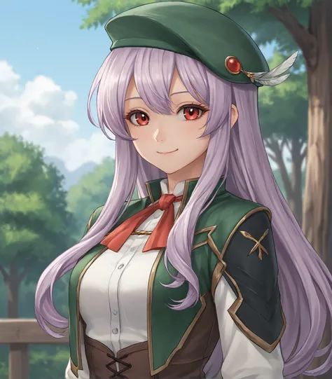 score_9, score_8_up, score_7_up, score_6_up, score_5_up, score_4_up, BREAK source_anime,
1girl, solo, <lora:Aeolia:0.9>, Aeolia, lavender hair, long hair, red eyes, medium breasts, green beret, hat, green dress, green coat, black pantyhose, white shirt, b...