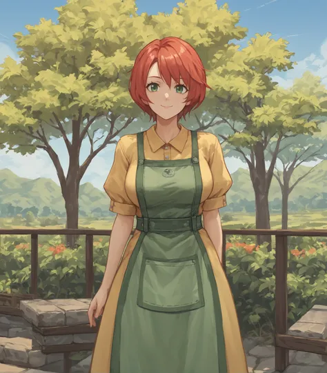 score_9, score_8_up, score_7_up, score_6_up, score_5_up, score_4_up, BREAK source_anime,
1girl, solo,  cowboy shot  looking at viewer, smile, outdoors, sky, trees, 
 <lora:ClariceSeeker:0.9>, Clarice Seeker, red hair, short hair, green eyes, large breasts,...
