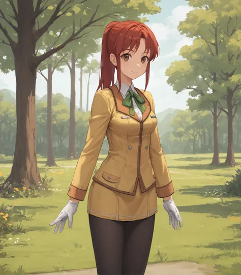 score_9, score_8_up, score_7_up, score_6_up, score_5_up, score_4_up, BREAK source_anime,
1girl, solo,  cowboy shot ,  looking at viewer, smile, outdoors, sky, trees,
 <lora:Patiry:0.9>, Patiry, red hair, ponytail, brown eyes, medium breasts, green ribbon, ...