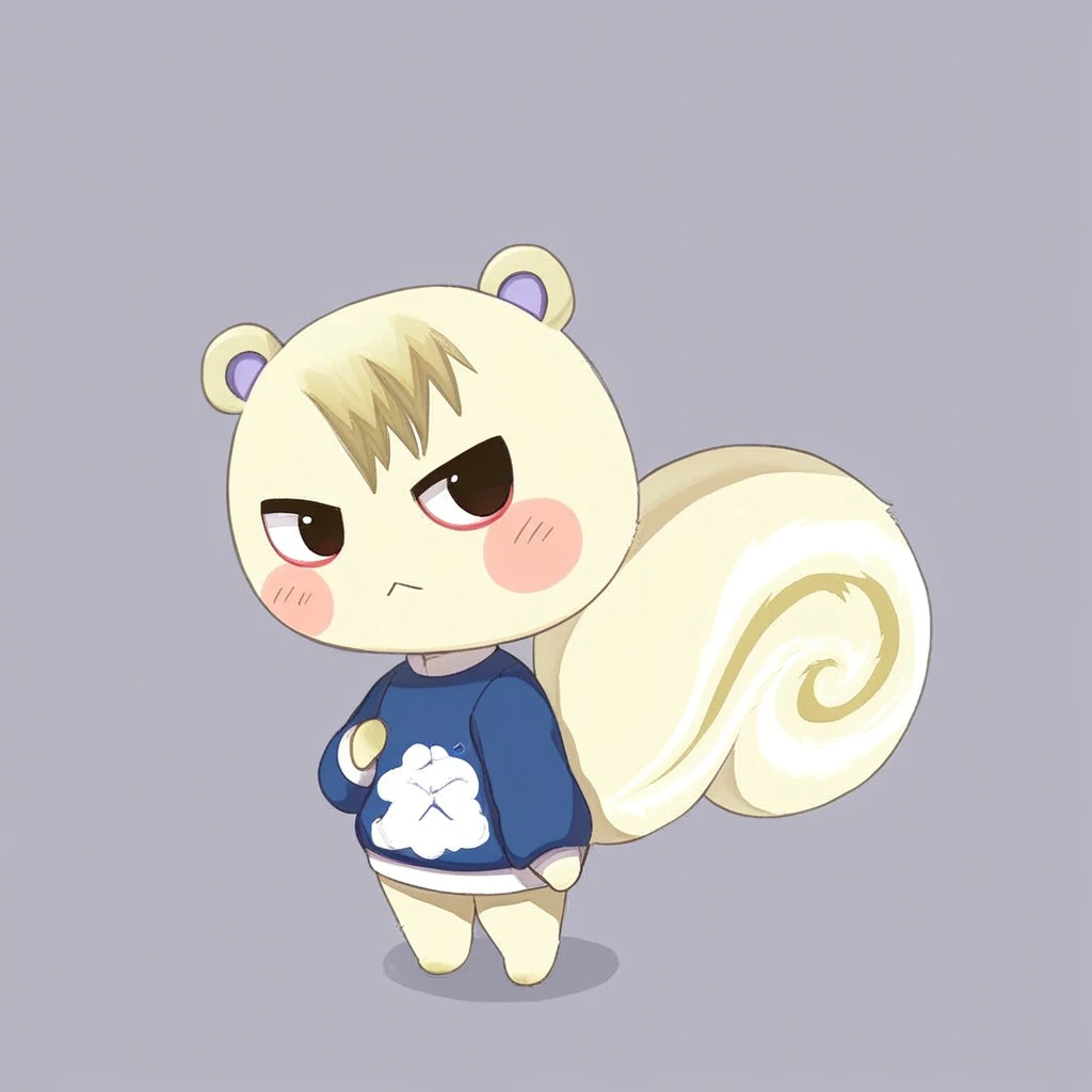 Marshall,white fur,sweater,bangs,blush,squirrel ears,squirrel tail,solo