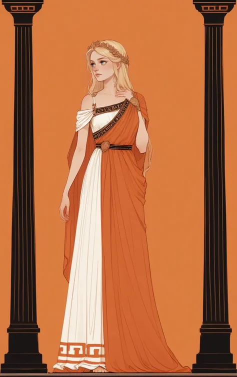 score_9, score_8_up, score_7_up, score_6_up, score_5_up, score_4_up, BREAK,
<lora:GreekPot-000008:1> 
gr33k, greek pottery, orange, 1girl, standing, full body, orange theme, armor, dress, long hair, orange background,
blonde hair, blue eyes, beautiful, loo...