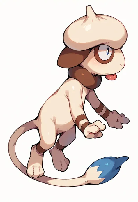 score_9, score_8_up, score_7_up, score_6_up, source_furry, dof, full-length portrait, solo, white background,  <lora:POKEMON_SMEARGLE:1> smeargle, pokemon (creature), blue_tail_tip, tongue out, side view