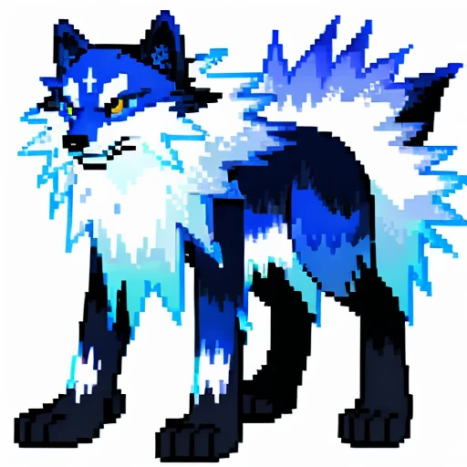 stage2, wolf, watertype, effect, blue body, white paws, electrictype, 