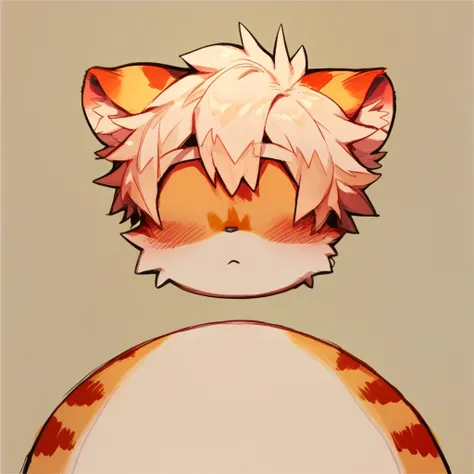 score_9, score_8_up, score_7_up, score_6_up, mikus-pfp, no eyes, simple background, milkytiger, tiger ears, tiger tail, blush,