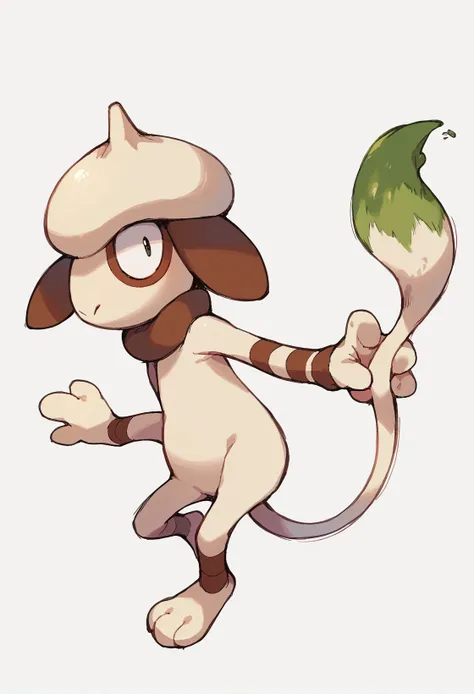 score_9, score_8_up, score_7_up, score_6_up, source_furry, dof, full-length portrait, solo, white background,  <lora:POKEMON_SMEARGLE:1> smeargle, pokemon (creature), green_tail_tip