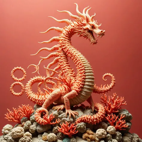 a kracken made of Coral Reef Art,coral,underwater,marine life,skeleton, greek ruins,desert