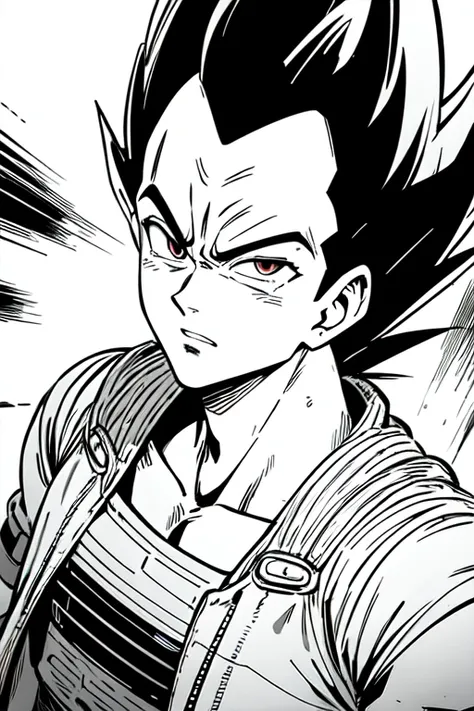 masterpiece, best quality, anime lineart, Vegeta