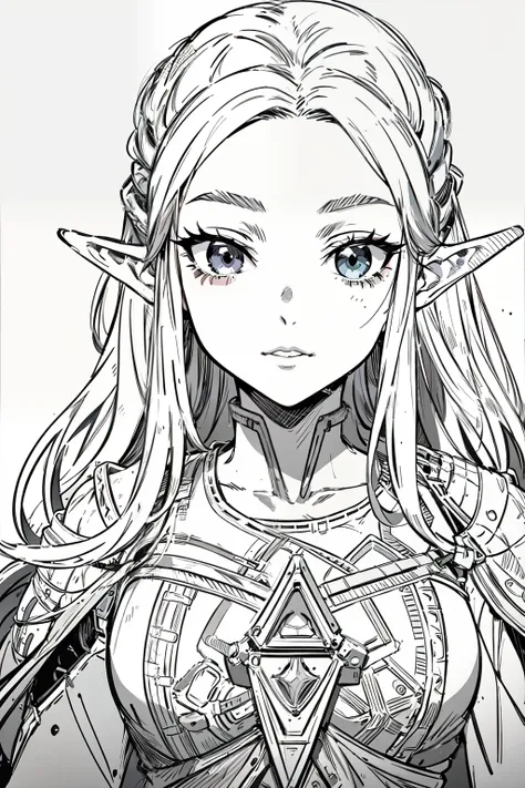 masterpiece, best quality, anime lineart, Lara Croft