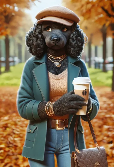 score_9,score_8,source_furry,
anthro,female,Portuguese_Waterdog_Anthro,
Portuguese_Waterdog_Anthro, Portuguese_Waterdog, bag, cup, disposable cup, handbag, hat, jewelry, solo, curly hair, belt, outdoors, coffee cup, sweater, necklace, holding, holding cup,...