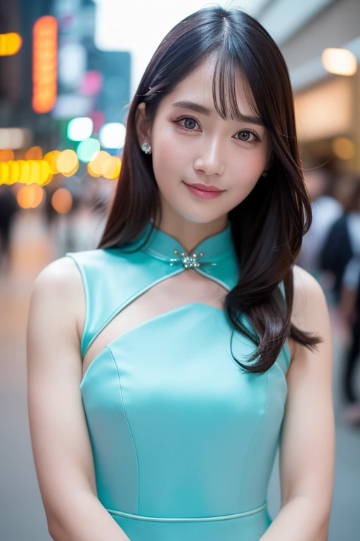 1girl, (masterpiece, RAW photo, best quality:1.4), (realistic, photo-realistic:1.4), extremely detailed, 8k wallpaper, ultra-detailed, highres, soft light, beautiful girl, young Japanese idol, brown eyes, (light smile:1.3), (long hair:1.2), (cheongsam:1.4)...