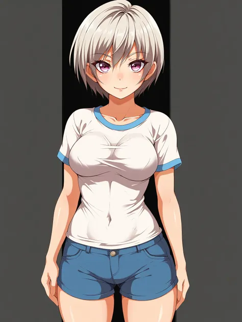 (score 9 up, score 8 up, highest score, highest quality),
 <lora:Maron__Marons_Gaki_ni_Modotte_Yarinaoshi_Doujin_Artstyle_PonyXL:1> 1girl, shirt, shorts, standing, looking at viewer,