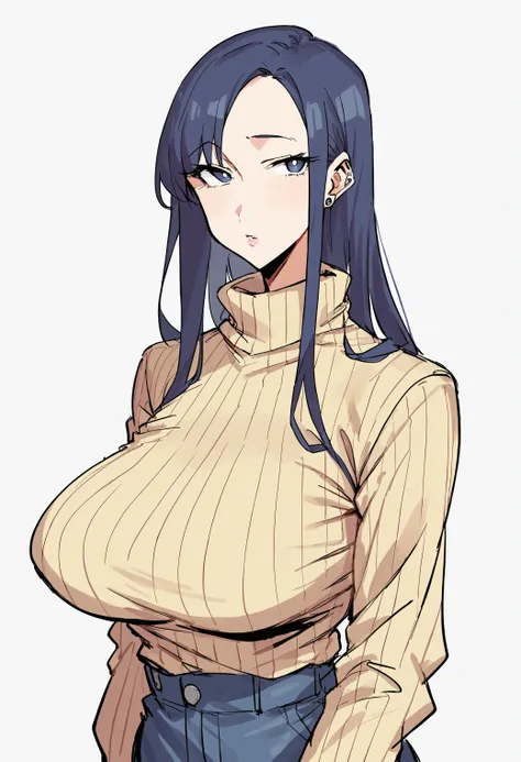 score_9, score_8_up, score_7_up, score_6_up, score_5_up, score_4_up, BREAK source_anime, rating_explicit, white background, 1girl, solo, large breasts, sweater, long sleeves, upper body, sketch, <lora:leebo-PD-v1:1>