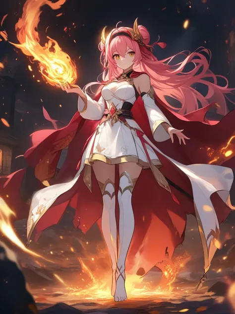 FRESHIDEAS 1girl autumn autumn leaves barefoot blue fire bomb breasts breathing fire burning burnt clothes campfire candle candlelight candlestand cape casing ejection cave charizard charmander cleavage closed mouth cooking destruction dress dusk electrici...