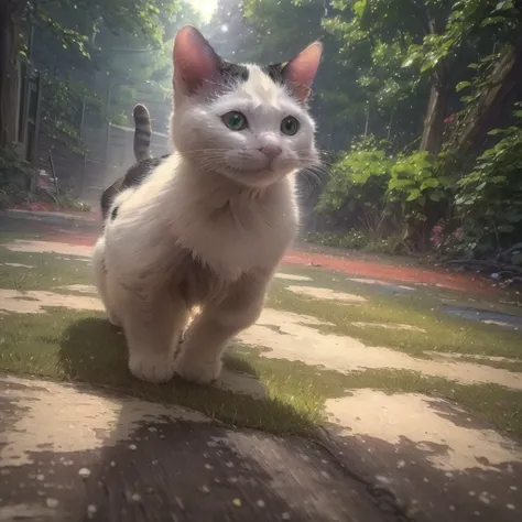 (masterpiece, best quality, very aesthetic, ultra detailed:1.3), hdr, sharp focus, (1cat:1.2), <lora:StepanTBC:1>, cat running through rainbow forest, (perfect detailed cat)