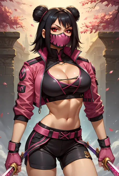 score_9, score_8_up, score_7_up, source_anime, BREAK (Masterpiece, Best Quality, Highly Detailed, Detailed Background, Cowboy Shot, Beautiful large Breasts, Perfect Eyes, Sexy Pose) , BREAK, <lora:Expressive_H:1> expressiveh <lora:Earthrealm Outfit Mileena...