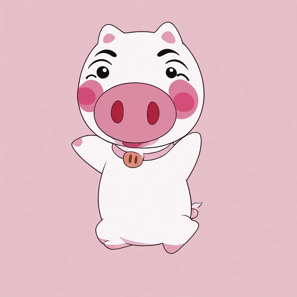 Sunny pig, rosy cheeks, black eyebrows, Tokyo pig, cartoon, sunny pig, Cute, Cartoon, black dot eyes, Dark pink nose