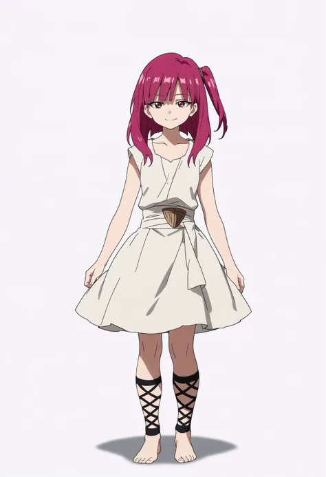 score_9, score_8_up, score_7_up, anime screencap, BREAK
1girl, morgiana,one side up, red hair, red eyes, 
dress, ankle lace-up, barefoot, 
full body, standing, smile, standing, looking at viewer, solo, simple background, white background     <lora:Morgiana...