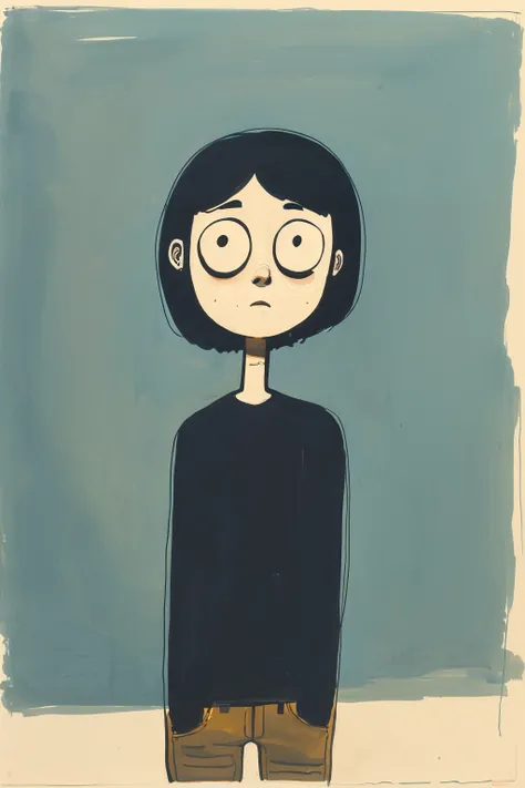 masterpiece,best quality,<lora:tbh384-:0.8>,illustration,style of Jean Jullien tech genius teenage girl