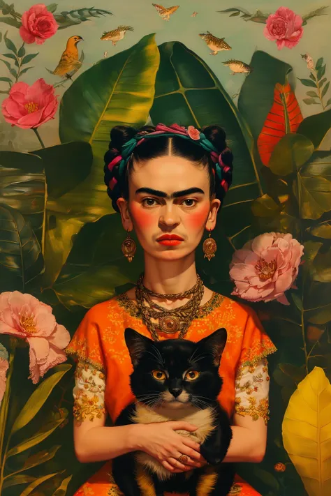 masterpiece,best quality,<lora:tbh378-:0.8>,illustration,style of Frida Kahlo animals