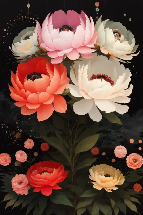 masterpiece,best quality,<lora:tbh381-:0.8>,illustration,style of Barbara Takenaga decaying peonies